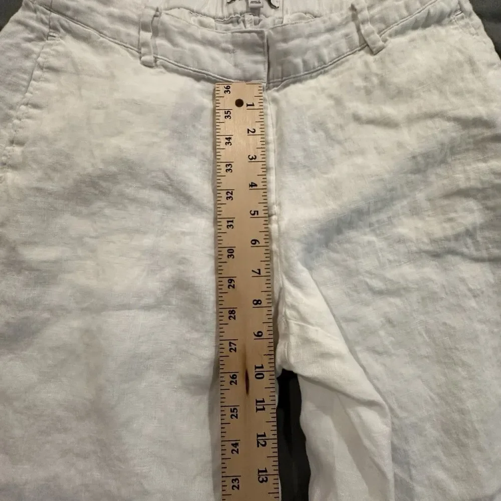 Banana Republic Wide Leg Trousers Pants 100% Linen Womens M Relaxed White Beach